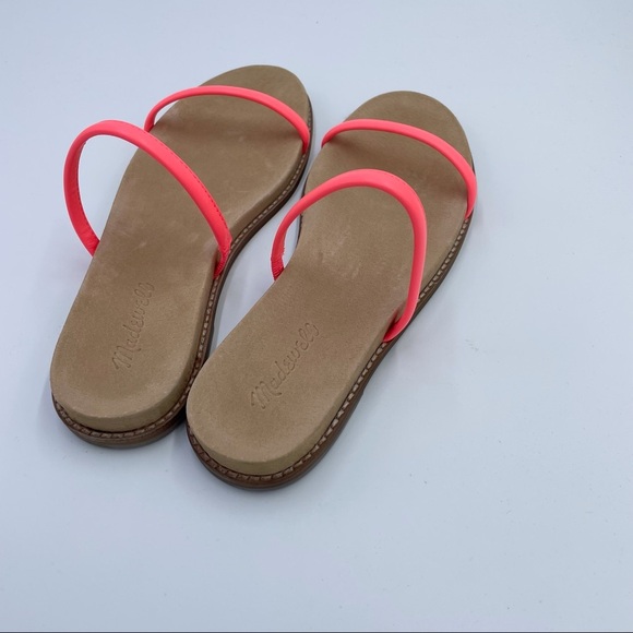 Madewell Bare Slide Sandals Electric Pink Leather Sz 10 - Picture 6 of 9